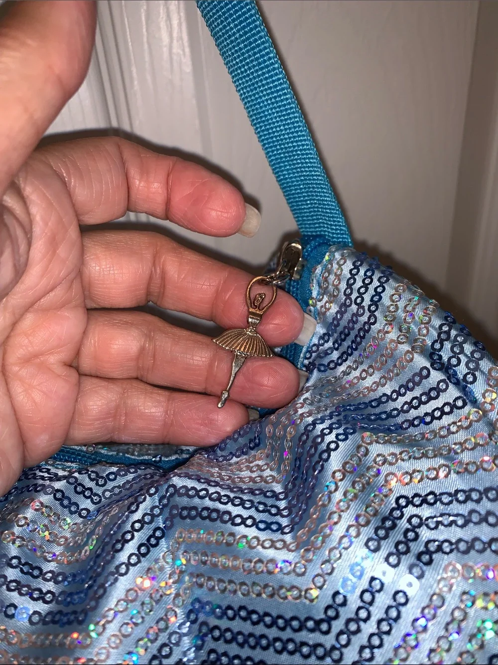 Blue sequin Capezio Chevron Barrel Bag all-over chevron-patterned DANCE